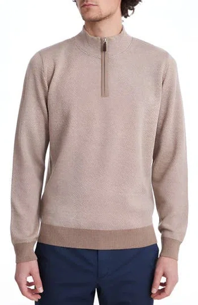 Emanuel Berg Stripe Wool Half Zip Sweater In Brown