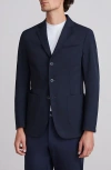 Emanuel Berg Technical Solid Navy 3-button Sport Coat In Navy