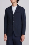 Emanuel Berg Technical Solid Navy 3-button Sport Coat In Blue