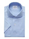 Emanuel Berg Textured Jacquard Luxe Short Sleeves Polo - Light Pastel Blue In Light Blue In Blue