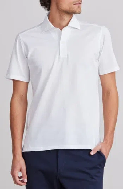 Emanuel Berg Textured Luxe Polo In White