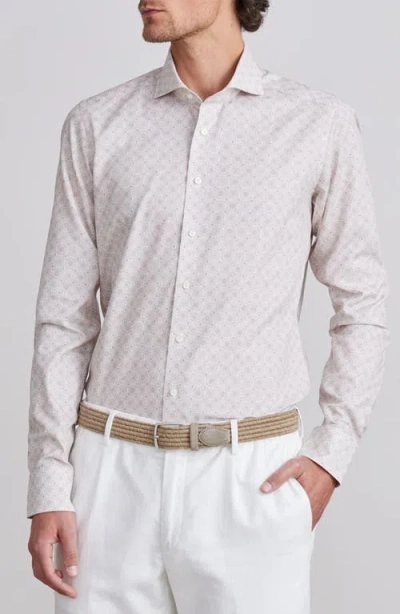 Emanuel Berg Textured Sartorial Geometric Cotton Dress Shirt In Neutral