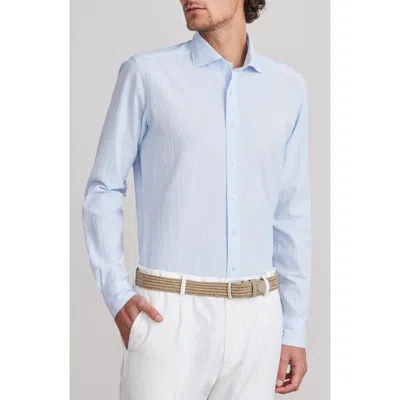 Emanuel Berg Textured Sartorial Stripe Cotton Dress Shirt In Multi