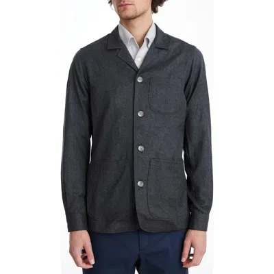 Emanuel Berg Wool Flannel Shirt Jacket In Charcoal