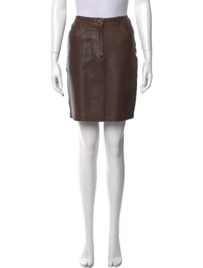 Pre-owned Emanuel By Emanuel Ungaro Leather Mini Skirt In Brown