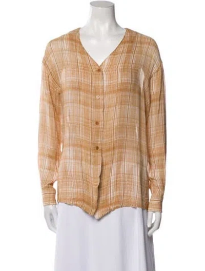 Pre-owned Emanuel By Emanuel Ungaro Plaid Print V-neck Blouse In Multi