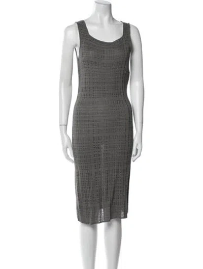 Pre-owned Emanuel By Emanuel Ungaro Scoop Neck Midi Length Dress In Gray