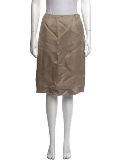 Pre-owned Emanuel By Emanuel Ungaro Silk Midi Length Skirt W/ Tags In Neutral