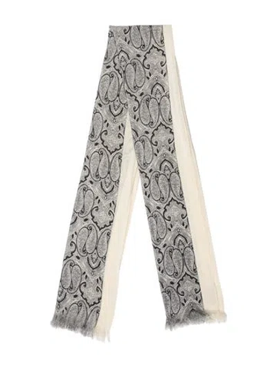 Pre-owned Emanuel By Emanuel Ungaro Silk Paisley Print Scarf In Neutral