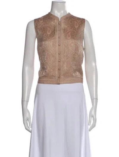Pre-owned Emanuel By Emanuel Ungaro Silk Paisley Print Top In Neutral