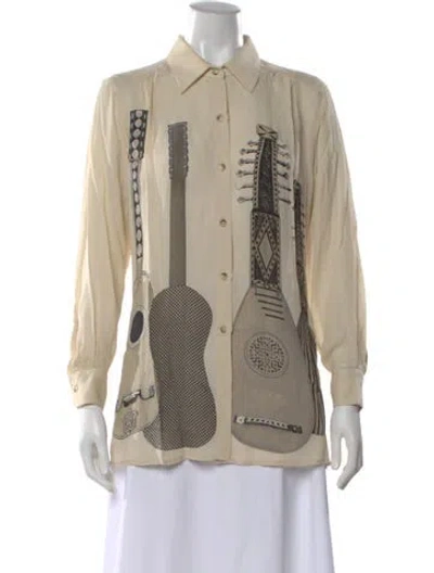 Pre-owned Emanuel By Emanuel Ungaro Silk Printed Blouse In Neutral