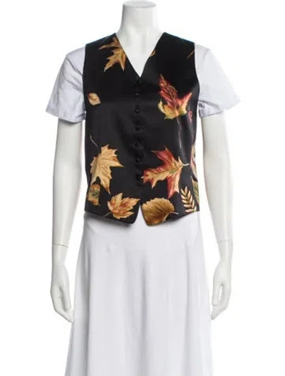 Pre-owned Emanuel By Emanuel Ungaro Silk Printed Vest In Black