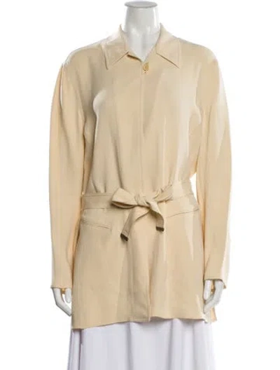 Pre-owned Emanuel By Emanuel Ungaro Silk Utility Jacket In Yellow