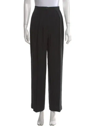 Pre-owned Emanuel By Emanuel Ungaro Striped Straight Leg Pants In Black