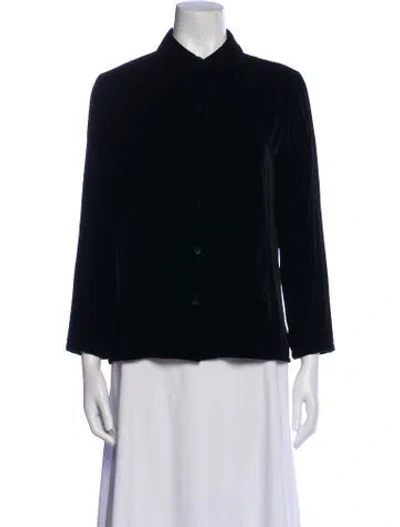 Pre-owned Emanuel By Emanuel Ungaro Three-quarter Sleeve Button-up Top In Black