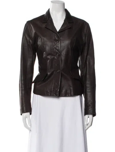 Pre-owned Emanuel By Emanuel Ungaro Vintage Calf Leather Biker Jacket In Brown