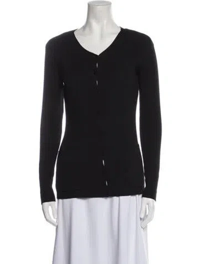 Pre-owned Emanuel By Emanuel Ungaro V-neck Long Sleeve Top In Black