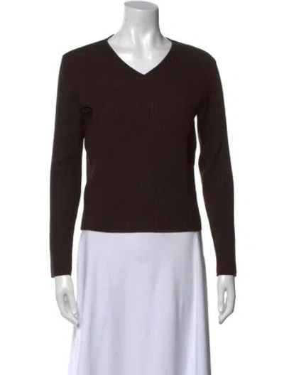 Pre-owned Emanuel By Emanuel Ungaro V-neck Long Sleeve Top In Brown