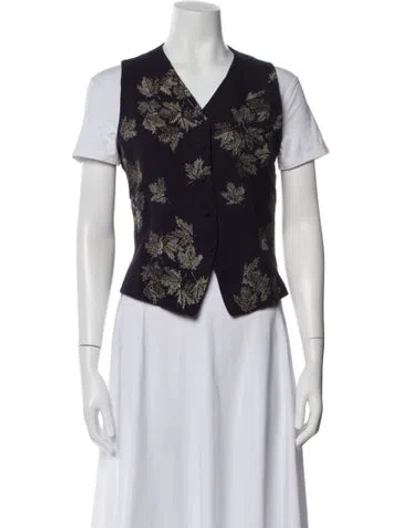 Pre-owned Emanuel By Emanuel Ungaro Wool Floral Print Vest In Black