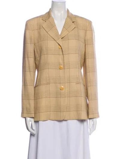 Pre-owned Emanuel By Emanuel Ungaro Wool Plaid Print Blazer In Neutral