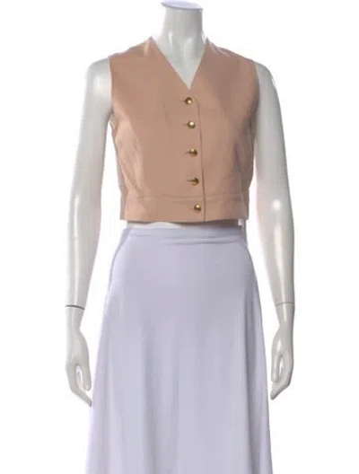 Pre-owned Emanuel By Emanuel Ungaro Wool V-neck Button-up Top In Neutral