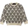 Emanuel Pris - Fant Sweater Panna/brown Paricollo Emg7041b In White