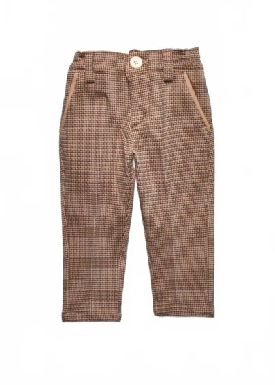 Emanuel Pris Kids' Boys Herringbone Pantalone In Navy/sahara In Brown