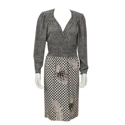 Pre-owned Emanuel Ungaro 1980's Ungaro Pineapple Print Silk Dress In Black
