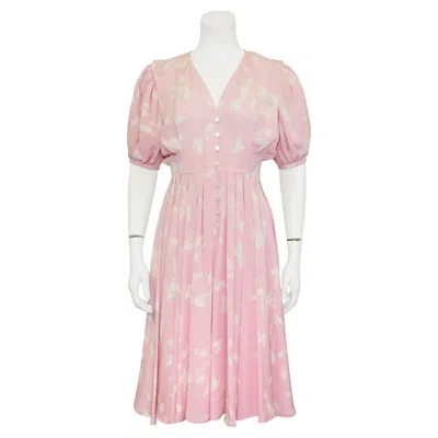 Pre-owned Emanuel Ungaro 1980s Emmanuel Ungaro Pink And Cream Crepe Dress In White