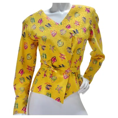 Pre-owned Emanuel Ungaro 1980s Heart Print Button Down Blouse In Brown