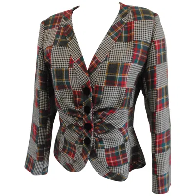 Pre-owned Emanuel Ungaro 1980s Vintage Multicolour Wool Jacket Size 42 Women's In Black