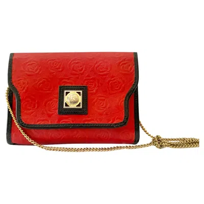 Pre-owned Emanuel Ungaro 1980s Vintage Red Leather Shoulder Bag With Gold Chain