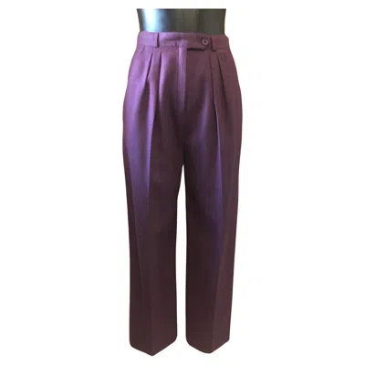 Pre-owned Emanuel Ungaro 1990s Eggplant Purple Wool Pleated Trousers