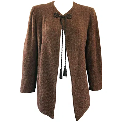 Pre-owned Emanuel Ungaro 1990s  Brown Wool Vintage 90s Tasseled Russian Swing Jacket