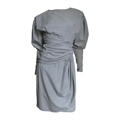 Pre-owned Emanuel Ungaro Check Draped Dress In Gray