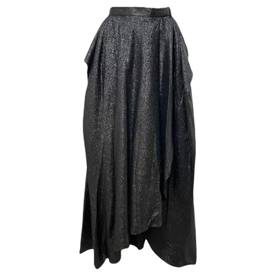 Pre-owned Emanuel Ungaro Couture Black Lurex Wrap Full Length Skirt, 1970s