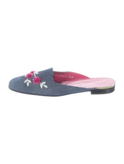 Pre-owned Emanuel Ungaro Denim Floral Print Mules In Blue
