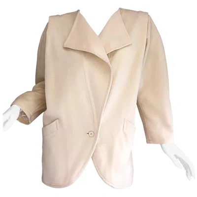 Pre-owned Emanuel Ungaro Fabulous Vintage  1980s Avant Garde Ivory Wool 80s Cocoon Jacket In White