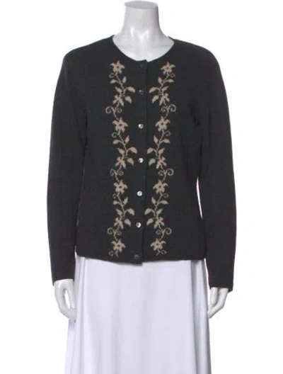 Pre-owned Emanuel Ungaro Floral Print Crew Neck Sweater In Gray
