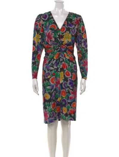 Pre-owned Emanuel Ungaro Floral Print Knee-length Dress In Multicolor