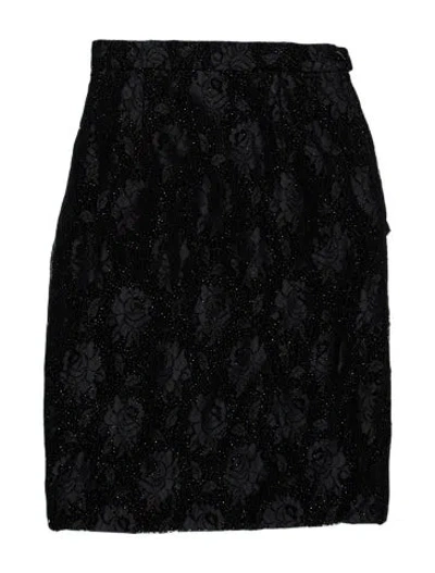 Pre-owned Emanuel Ungaro Floral Print Knee-length Skirt In Black