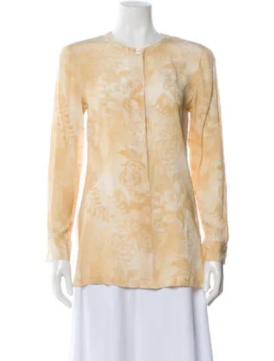 Pre-owned Emanuel Ungaro Floral Print Long Sleeve Blouse In Neutral