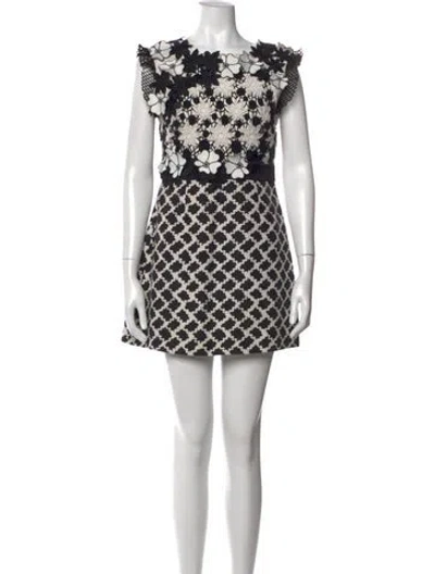 Pre-owned Emanuel Ungaro Floral Print Mini Dress In Black/white