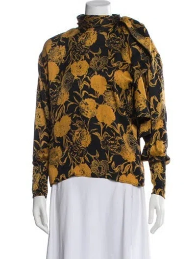 Pre-owned Emanuel Ungaro Floral Print Tie Neck Blouse In Multi