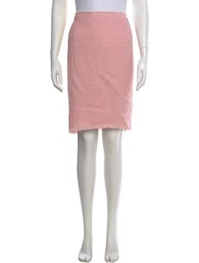 Pre-owned Emanuel Ungaro Fringe Trim Accent Knee-length Skirt In Pink