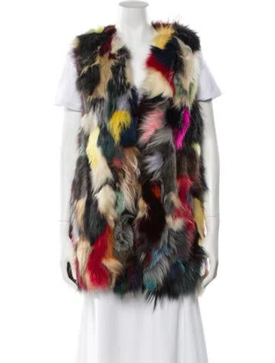 Pre-owned Emanuel Ungaro Fur Printed Fur Jacket In Red