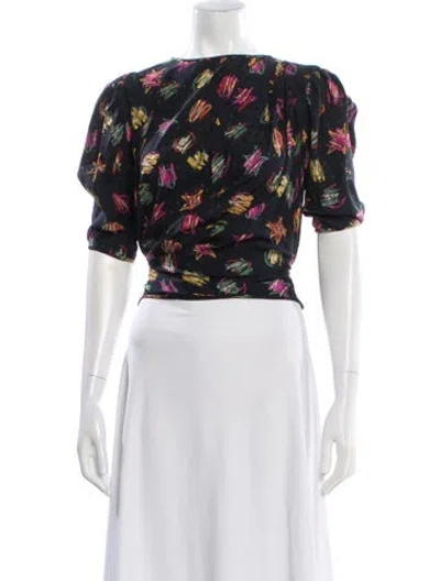 Pre-owned Emanuel Ungaro Graphic Print Crew Neck Blouse In White