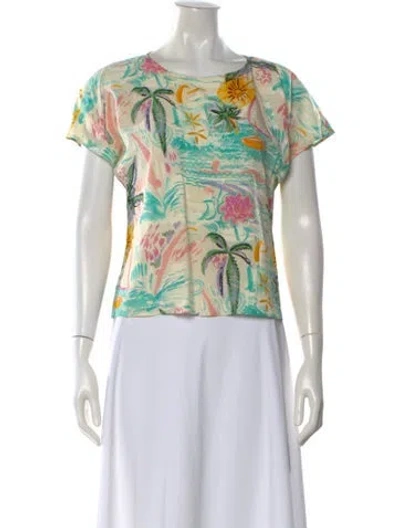 Pre-owned Emanuel Ungaro Graphic Print Crew Neck Top In Pink