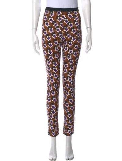 Pre-owned Emanuel Ungaro Graphic Print Skinny Leg Pants In Brown