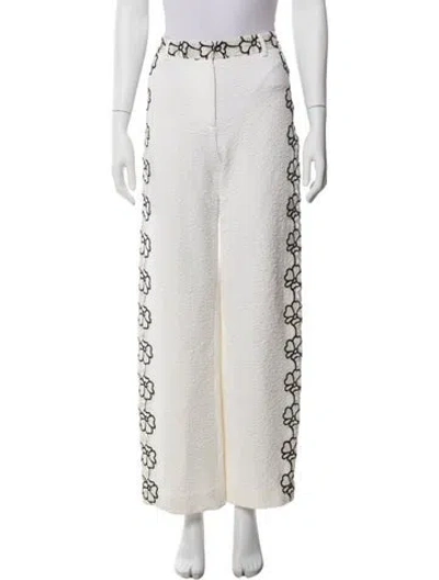 Pre-owned Emanuel Ungaro Graphic Print Wide Leg Pants In White